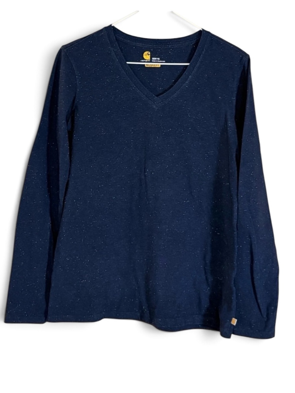Carhartt Dark Blue Speckled V-Neck Relaxed Fit Long Sleeve